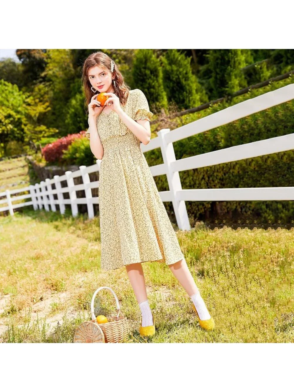 Women's Yellow Shoes Round Toe Shoes Lace Ballet Flats Dressy Comfortable